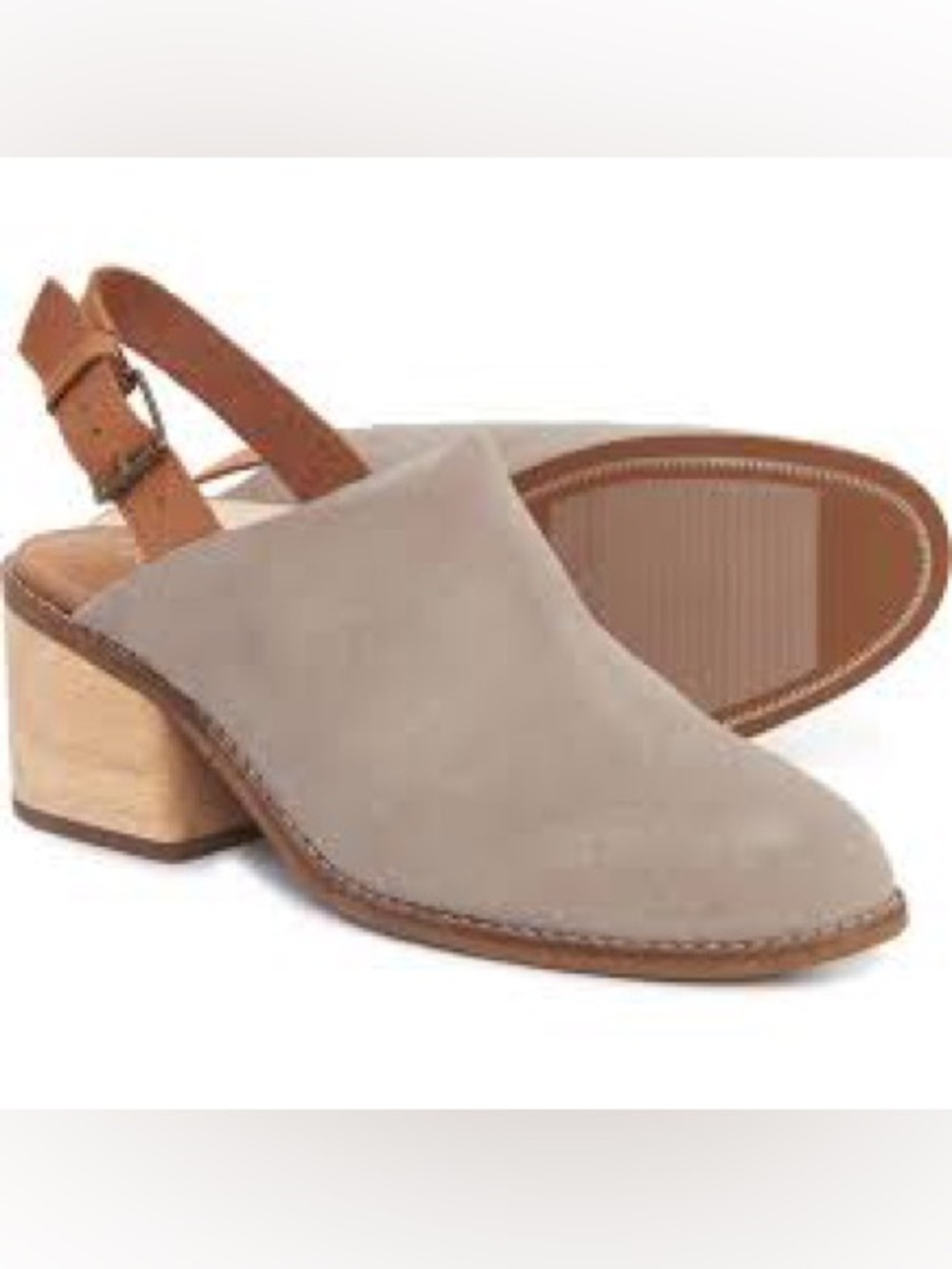 Tom's Leila Women's Slingback Mules Casual Shoes Size 8.5 Suede Taupe/Brown